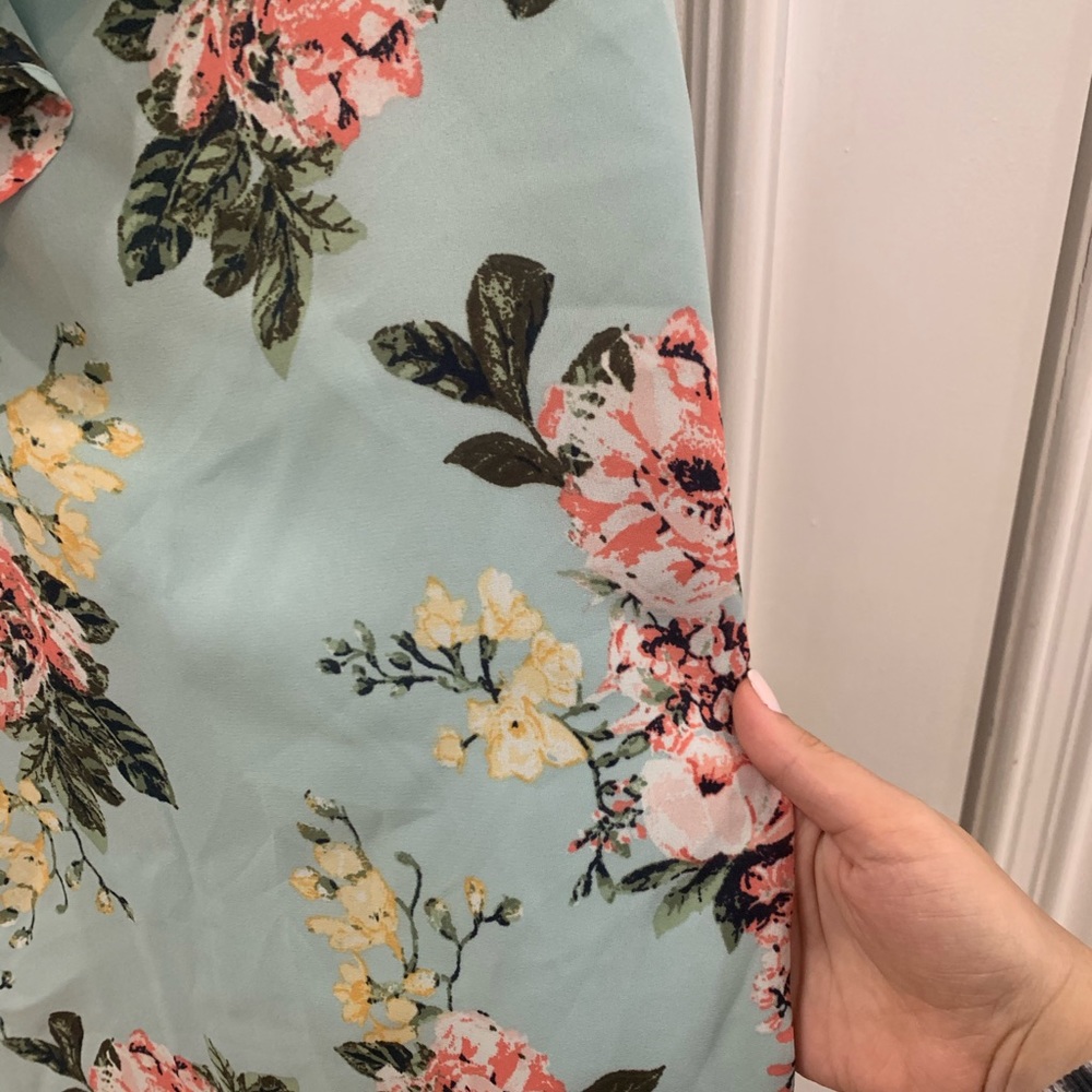 Flowy floral turquoise ruffle dress - Picture 3 of 6